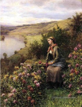 Fleurs impressionnistes œuvres - Une paysanne en attente Daniel Ridgway Knight Fleurs impressionnistes